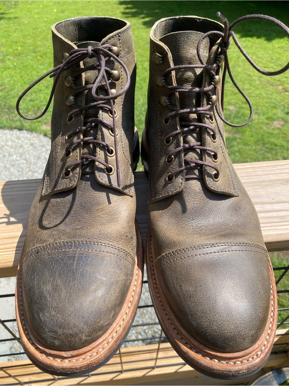 Parkhurst Men's The Richmond Khaki Kudi Leather Cap-Toe Lace-Up Boots